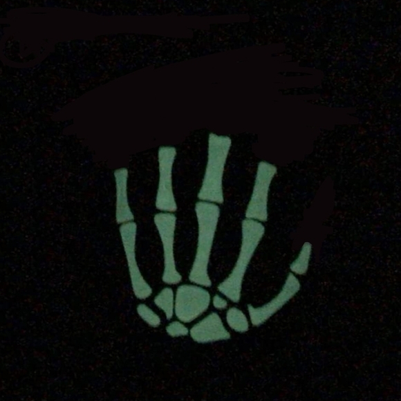 Glow In The Dark Stretchy Skeleton Fingerless Gloves Black Knit Halloween Goth